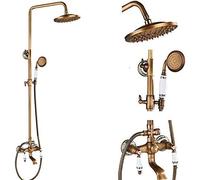 Ensemble de robinets de douche en laiton antique de 20,3 cm avec étagère à double poignée, mitigeur à bec pivotant, type B sans étagère, type H sans étagère