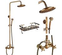 Ensemble de robinets de douche en laiton antique de 20,3 cm avec étagère à double poignée, mitigeur à bec pivotant, type B sans étagère, type E avec étagère