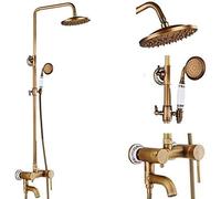 Ensemble de robinets de douche en laiton antique de 20,3 cm avec étagère à double poignée, mitigeur à bec pivotant, type B sans étagère, type I sans étagère