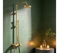 Ensemble de robinets de douche en laiton antique, kit de douche mural rétro, mitigeur 3 voies, douchette à main, kit de baignoire Antique Brass