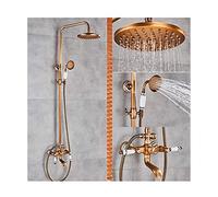 Ensemble de robinets de Douche, système de Douche Vintage, mélangeur de Pluie en Laiton Antique, Ensemble combiné de Douche avec Pomme de Douche à Effet de Pluie, Douche à Main et Robinet Cascade
