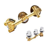 Ensemble de robinets de douche thermostatiques avec cartouche en céramique et support à trois commandes. Mitigeur de douche en laiton pour salle de bain. Connexion G1/2". Dérivateur d'eau argenté à 5