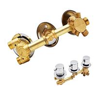 Ensemble de robinets de douche thermostatiques avec cartouche en céramique et support à trois commandes. Mitigeur de douche en laiton pour salle de bain. Connexion G1/2". Dérivateur d'eau argenté à 5