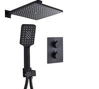 Ensemble de robinets thermostatiques Uniques, Noir Mat, système de dérivation de Douche de Pluie avec douchette en Plastique