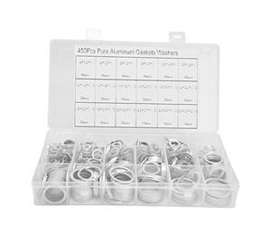 Ensemble de Rondelles en Aluminium 450 Pièces, Rondes Plates, Joint d’Étanchéité Simple, Kit de Bagues pour Scellement - Résistance à la Corrosion, Kit Complet pour Usage