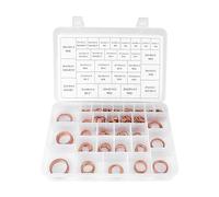Ensemble de rondelles en cuivre, 568 pièces 30 tailles joint torique joints en cuivre Kit de jeu d'anneau plat avec boîte en plastique pour équipement de machines