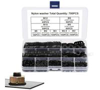 Ensemble de rondelles en nylon, rondelles en nylon | 700 pièces Kit d'assortiment de rondelles imperméables noires avec stockage - Joints d'entretien à domicile pour appareils électroniques, r