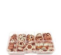 Ensemble de rondelles plates en cuivre avec assortiment de joints en cuivre rouge assortis pour carter automobile, rondelles d'étanchéité hydrauliques, joint métallique résistant à la chaleur (cuivre