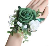 Ensemble de roses et de poignet en vert et blanc pour mariage, événement formel (corsage du Christ)
