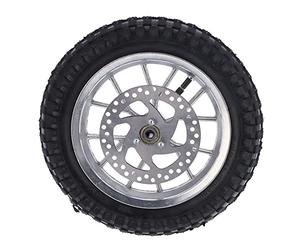 Ensemble de Roue Avant de Vélo de Poche 12,5 X 2,75 Pouces pour 47 49 2 Temps Mini Dirt Bike en Caoutchouc Roue Avant Pneu Frein à Disque Pignon Boulons Assemblage (B (argent))