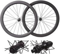 Ensemble De Roues De Vélo De Route En Fibre De Carbone 700C, Jantes De 38/45/50 Mm, Axe Traversant, Moyeux De Frein À Disque Center-Lock, Compatible Avec Les Cassettes 7/8/9/10/11/12 Vitesses,45mm