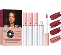 Ensemble De Rouge À Lèvres De Cigarette 4 Couleurs,Velvet Matte Liquid Lipstick,Smoke Tube Cigarette Lipstick,Imperméable À L'eau Et Durable Coupe Lip Gloss Lip Gloss Gift Set(Set A)