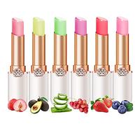 Ensemble de rouge à lèvres en gelée, ensemble de baume à lèvres à changement de couleur de fruits, baume à lèvres à changement de couleur pêche aloe vera fraise (Colour, 6PCS)