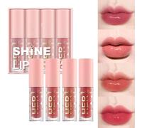 Ensemble de rouge à lèvres liquide brillant de 4 pièces, miroir eau Lip Gloss verre liquide, imperméable à l'eau durable Pearl gloss Lip Gloss hydratant brillant Lip Gloss femmes maquillage cadeau (A)