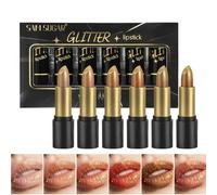 Ensemble De Rouge À Lèvres Métallique Scintillant,Imperméable,Paillettes,Pigment Élevé,Brillant,Perle Scintillante,Maquillage Longue Durée.Ss39.Taille Réelle