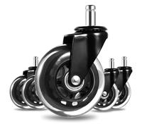 Ensemble de roulettes de remplacement de chaise de bureau, 5 pièces, roues en caoutchouc souple, roulettes pivotantes, rouleau universel for meubles à usage domestique