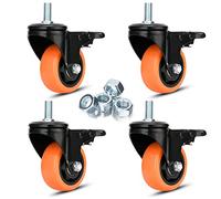 Ensemble de roulettes pivotantes à filetage de 75 mm de 4, capacité de charge lourde 450 kg, roulettes M10x25 mm, double verrouillage, roulettes industrielles, roulettes pivotantes avec freins, douces
