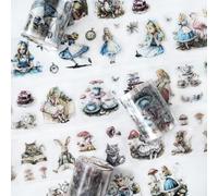 Ensemble de ruban Washi PET pour scrapbooking, accessoires de scrapbook Ta Merry, 3 rouleaux de stickers scrapbooking sur le thème d'Alice, autocollants décoratifs esthétiques pour bullet journal