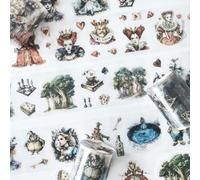 Ensemble de ruban Washi PET pour scrapbooking, accessoires de scrapbook Ta Merry, 3 rouleaux de stickers scrapbooking sur le thème d'Alice, autocollants décoratifs esthétiques pour bullet journal