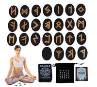 Ensemble De Runes - 25 Runes Norvégiennes En Bois Avec Guide Et Couverture, Symboles De Divination Fait À La Main, Pierres Runiques Mystiques Pour Débutants, Lecture De L'Spirituel | Méditation