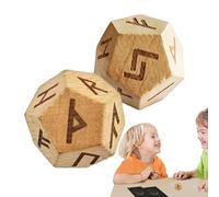 Ensemble de Runes de Divination, Ensemble de dés de Divination, 2 dés de Divination Futhark sculptés en Forme d'aîné, Ensemble de Divination Portable pour Les passionnés d'histoire, Petits dés