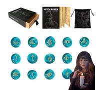 Ensemble de runes de divination, ensemble de pierres spirituelles, outils d' , pierres païennes, kit de de méditation, sac de pierre oracle pour homme et femme, kit de décoration d'