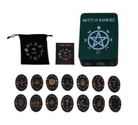 Ensemble De Runes De Sorcière avec Guide - Kit Magique 14 Pièces | Runes Gravées en Bois avec Livre D’Apprentissage pour Débutants, Outils Spirituels De Divination Méditation Rituel Ésotérique