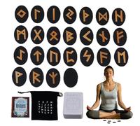 Ensemble de Runes en Bois | 25pcs Norse Pagan Rune Pierres pour la Divination de l', la méditation et Le Conte de la - Livré avec Le Sac et Le Guide Parfait, Parfait pour Les débutants