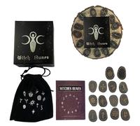 Ensemble de runes en bois pour sorcières - 14 pièces gravées | Symboles rune pour méditation et divination - Ensemble de pierres rune avec rangement