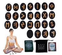 Ensemble de runes en bois, runes mystérieuses avec manuel et sac de rangement | Mythology Rune jeu de divination 25 pièces runes en bois pour débutants, divination, méditation