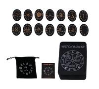 Ensemble de runes mystiques de sorcières en bois - Ensemble de runes de sorcières | Kit de runes de sorcières | Ensemble de 14 pièces avec guide | Ensemble de runes de sorcière en bois | Symboles