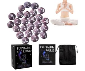 Ensemble de Runes Outils De Divination Avec Alphabet Gravé | Runes Avec Inscriptions Gravées Pour Divination Et Méditation Pour Hommes Femmes Garçons Filles Jeunes Et Adolescents