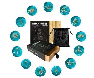 Ensemble De Runes - Pierres De Divination, Outils De Décoration Spirituelle, Kit D'alphabet Ancien Robuste, Pierres Précieuses Oracle Distinctives | Merveilleux Accessoire Méditatif avec Guide Et Sac