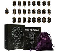 Ensemble de runes, runes de divination et guide (français non garanti), symbole d'énergie sculptée avec sac de rangement pour dortoir, maison, voyage, camping, pique-nique, famille, amis, collègues