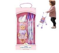 Ensemble de s - bébé Miniature, Poussette de Jouets Portable | Kit de Jeu de Simulation Interactive avec Rouleaux, Ceinture de sécurité Baby Carriage Set for Kids Apprentissage précoce de