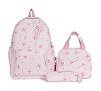 Ensemble de sac à dos 3 en 1 avec nœud papillon et sac à déjeuner pour | 3-in-1 Bow Tie College Backpack with Lunch Box and Cute Girl Backpacks Backpack Set for Teens Women 3 in 1 pack