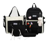 Ensemble de sac à dos d'école - Sac à bandoulière en nylon pour filles, sac fourre-tout pour étudiante, mignon multi-poches en tissu durable avec fermeture éclair | Organiseur léger et décontracté