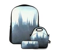 Ensemble de sac à dos d'école,Silhouette de l'Eglise en Michoacá,avec sac à lunch et étui à crayons pour cartable d'adolescent