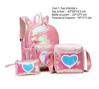 Ensemble de Sac à Dos Scolaire - Fille - Rose - 3 pièces - Design 3D cool - Polyester durable