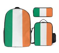 Ensemble De Sac À Dos Scolaire Imprimé Irlande Drapeau National Avec Déjeuner Et Trousse 3 Pièces D’École Pour Ados Filles Garçons École Primaire Collège Imperméable Sac Léger Voyage