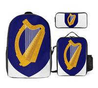 Ensemble De Sac À Dos Scolaire Imprimé Irlande Emblème National Avec Déjeuner Et Trousse 3 Pièces D’École Pour Ados Filles Garçons École Primaire Collège Imperméable Sac Léger Voyage