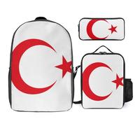 Ensemble De Sac À Dos Scolaire Imprimé République Turque Emblème National Avec Déjeuner Et Trousse 3 Pièces D’École Pour Ados Filles Garçons École Primaire Collège Imperméable Sac Léger Voyage