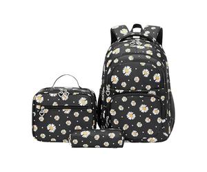 Ensemble de sac à lunch - Polyester | Sac à dos d'école primaire | Bookbag moyen haut pour adolescents, garçons, filles, jeunes, voyages, vacances, tous les jours, sacs, valises, sacs à dos, c, Noir