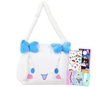 Ensemble de sac à main en peluche Cinnamoroll - Ensemble avec autocollants Cinnamoroll Plushie Plus, tatouages et plus encore | Sac à main à la cannelle Hello Kitty et ses amis pour filles,