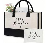 Ensemble de sac à main et de sac cosmétique de mariée, sac cosmétique zippé imprimé mariée, cadeau personnalisé de mariée, convient pour le mariage, la douche de mariée, l'enterrement de vie de jeune 