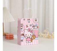 Ensemble de sac-cadeau Hello chat de Sanrio - Sacs cabas en papier kraft pour les cadeaux de fête, les anniversaires et les jouets de collection 12 pièces/paquetAnimal,Cartoon,Motif texturéPapetier
