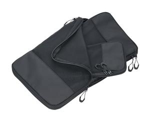 Ensemble de sac de compression de voyage - TROIKA BLACK PACKING CUBES - 3 sacs d'emballage avec fermeture à glissière et de compression supplémentaire - pour emballer les vêtements sans les froisser