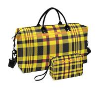 Ensemble de sac de nuit 2 pièces Combo ultrasons matelassé poche en maille filet pratique entraînement, Plaid jaune, rouge, noir, One Size, Classique