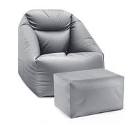 Lumaland CrozyAir Ensemble fauteuil de relaxation gonflable, tabouret d'extérieur, pouf et étagère, à 5 compartiments, lavable, imperméable, jusqu'à 150 kg, gonflé rapidement