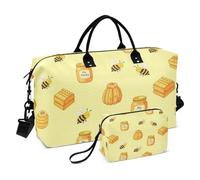 Ensemble de sac fourre-tout de voyage avec grand sac et mini pochette, matelassé, trousse de toilette pratique, Ruche d'abeille, One Size, Classique